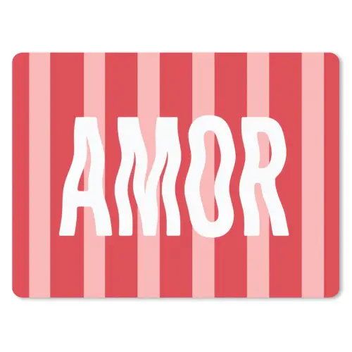 Amor - Strepen - Rood - Roze muismat rubber klein -3d