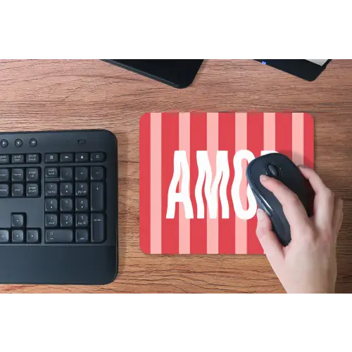 Amor - Strepen - Rood - Roze muismat rubber klein -toetsenbord