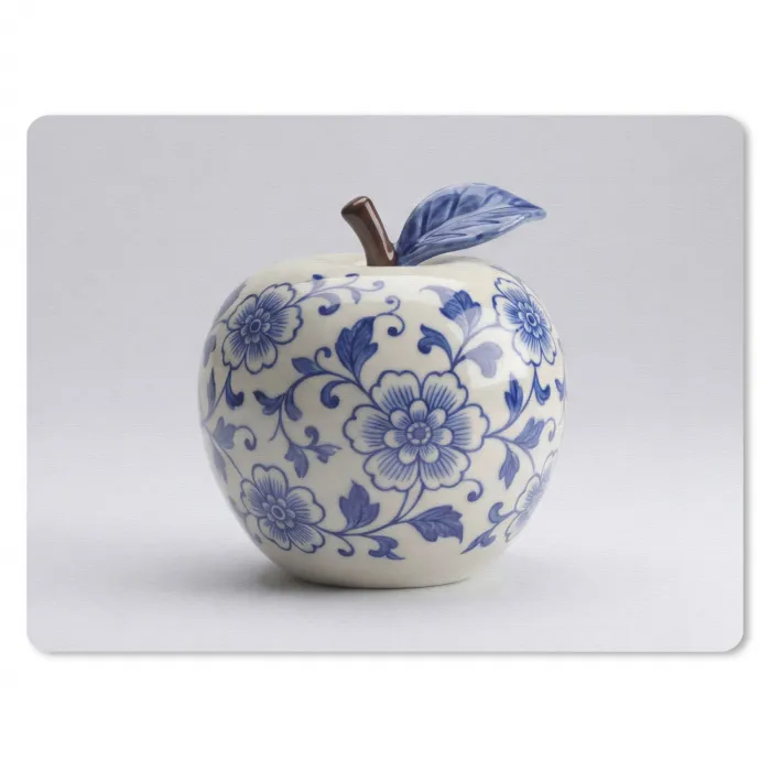 Appel - Blauw - Klassiek muismat rubber klein -3d