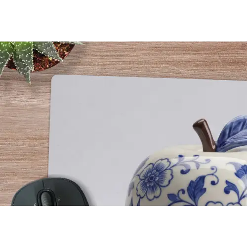 Appel - Blauw - Klassiek muismat rubber klein -closeup