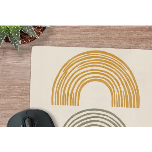 Bogen - Lijnen - Oranje - Minimalistisch muismat rubber klein -closeup