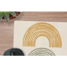 Bogen - Lijnen - Oranje - Minimalistisch muismat rubber klein -closeup