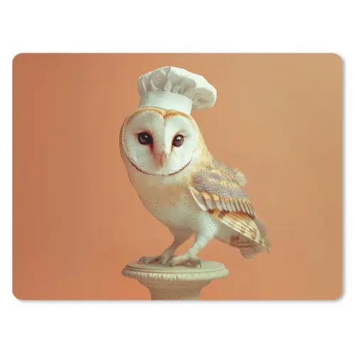 Kerkuil - Koksmuts - Oranje - Vogel muismat rubber klein -3d