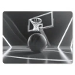 Basketbal - Basketbalveld - Lichtlijnen muismat rubber klein -3d