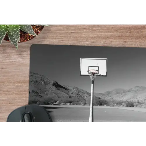 Basketbalpaal - Landschap - Zand - Wit muismat rubber klein -closeup
