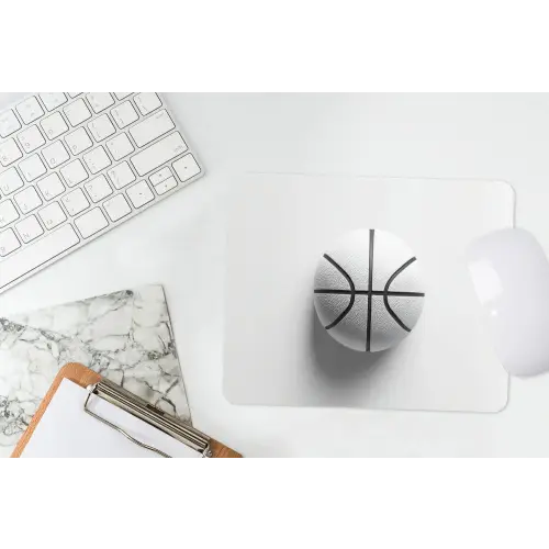 Basketbal - Wit - Schaduw - Lijnen muismat rubber klein -witbureau