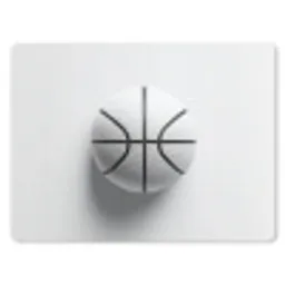 Basketbal - Wit - Schaduw - Lijnen muismat rubber klein -3d