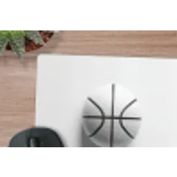 Basketbal - Wit - Schaduw - Lijnen muismat rubber klein -closeup