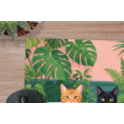 Badkamer - Kattenparade - Kleurrijk muismat rubber klein -closeup