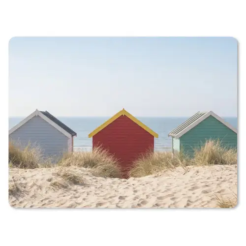 Strand - Huisjes - Kleurrijk - Duinen muismat rubber klein -3d