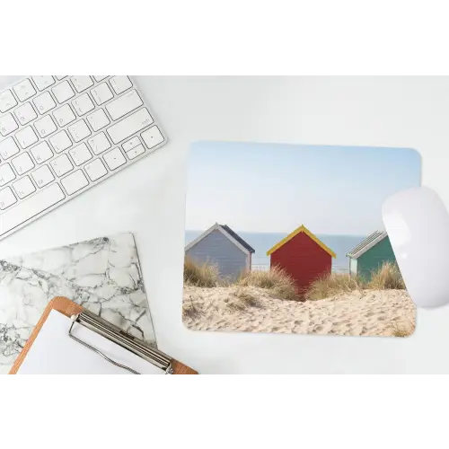 Strand - Huisjes - Kleurrijk - Duinen muismat rubber klein -witbureau