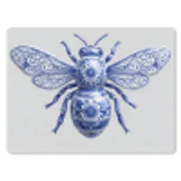Bij - Modern - Delfts - Blauw muismat rubber klein -3d
