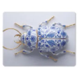 Kever - Delfts  - Blauw - Goud muismat rubber klein -3d