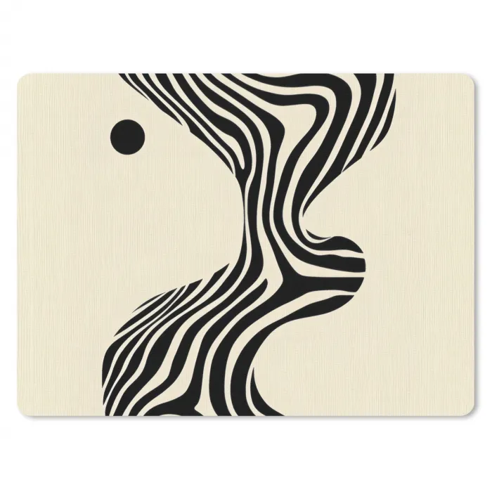 Beige - Lijnen - Golvend - Abstract muismat rubber klein -3d