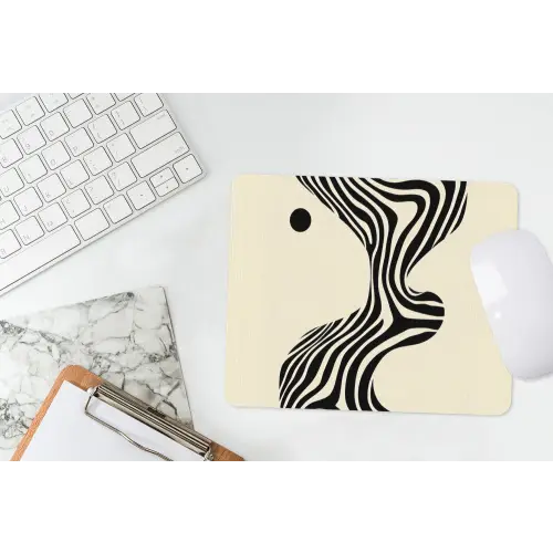 Beige - Lijnen - Golvend - Abstract muismat rubber klein -witbureau