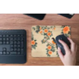 Vogel - Tak - Bloemen - Oranje muismat rubber klein -toetsenbord
