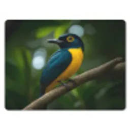 Vogel - Tak - Geel - Bladeren muismat rubber klein -3d