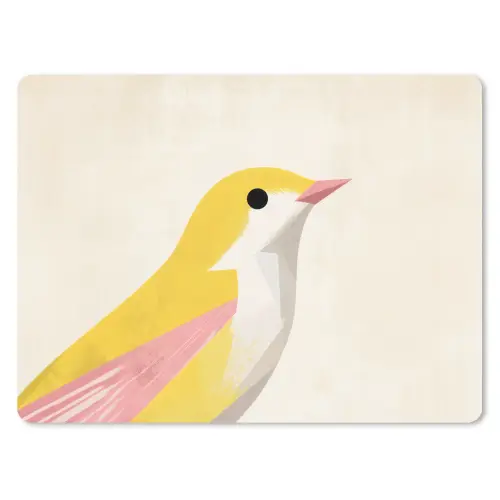 Vogel - Minimalistisch - Geel muismat rubber klein -3d