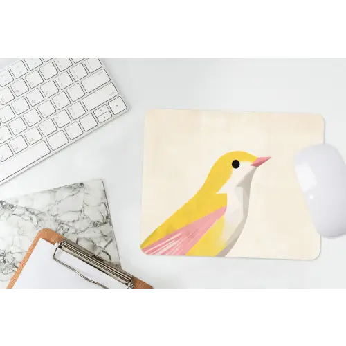 Vogel - Minimalistisch - Geel muismat rubber klein -witbureau
