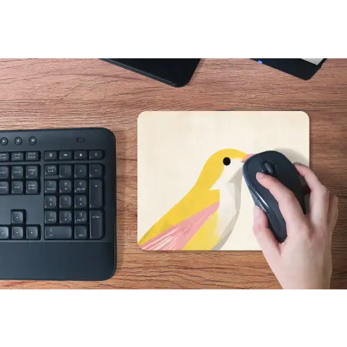 Vogel - Minimalistisch - Geel muismat rubber klein -toetsenbord