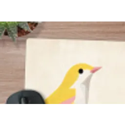 Vogel - Minimalistisch - Geel muismat rubber klein -closeup