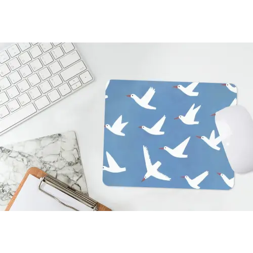 Vogels - Wit - Patroon muismat rubber klein -witbureau