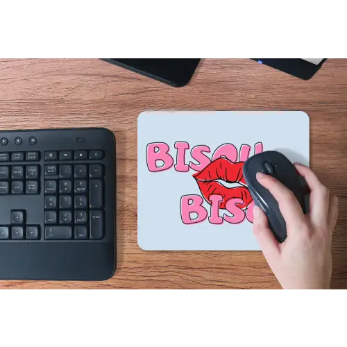 Bisou - Blauw - Roze - Lippen muismat rubber klein -toetsenbord