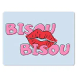 Bisou - Blauw - Roze - Lippen muismat rubber klein -3d