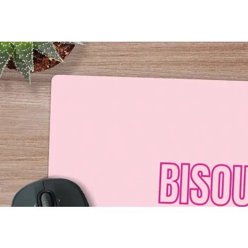Bisou - Roze - Minimalistisch muismat rubber klein -closeup