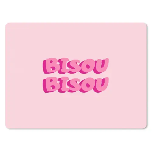 Bisou - Roze - Dikke letters muismat rubber klein -3d
