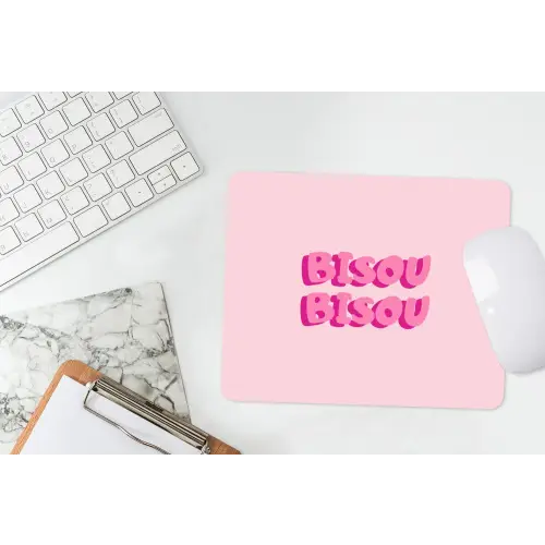 Bisou - Roze - Dikke letters muismat rubber klein -witbureau