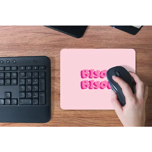 Bisou - Roze - Dikke letters muismat rubber klein -toetsenbord