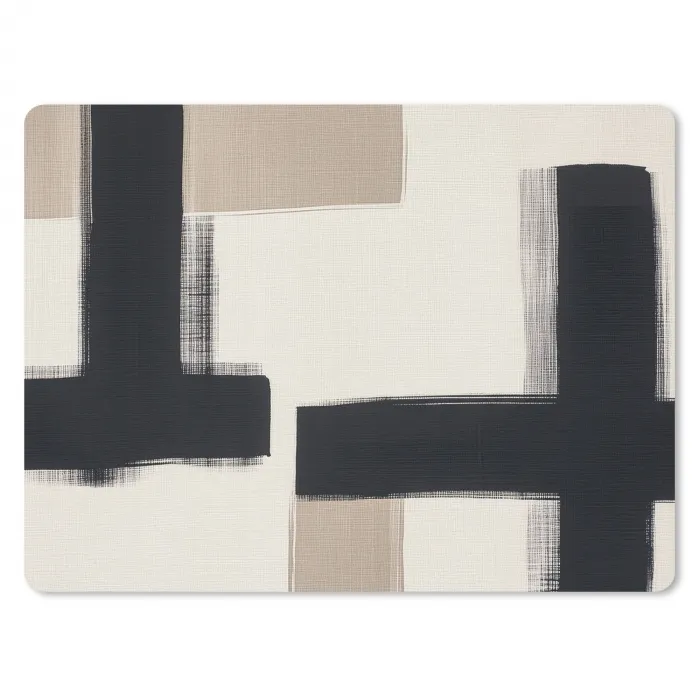 Zwart - Abstract - Japandi muismat rubber klein -3d