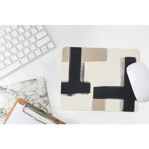Zwart - Abstract - Japandi muismat rubber klein -witbureau