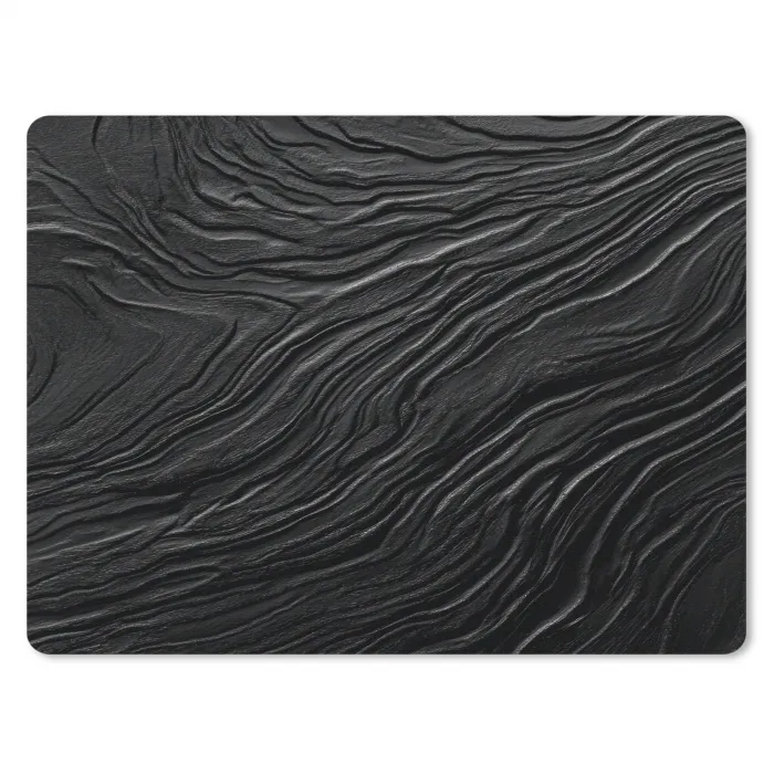 Zwart - Abstract - Hout muismat rubber klein -3d
