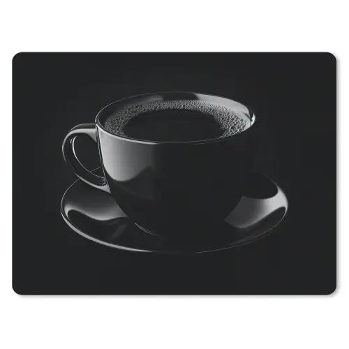 Zwart - Koffie - Kopje muismat rubber klein -3d