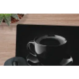 Zwart - Koffie - Kopje muismat rubber klein -closeup