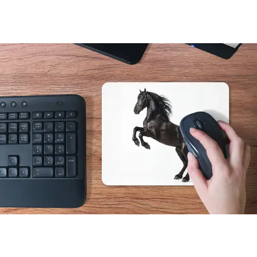 Zwart - Paard - Portret muismat rubber klein -toetsenbord