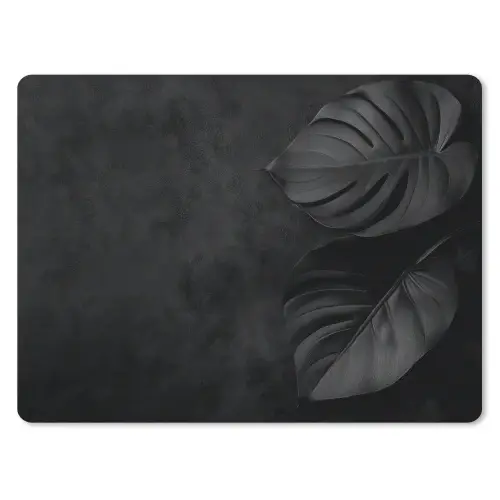 Zwart - Blad - Monstera muismat rubber klein -3d
