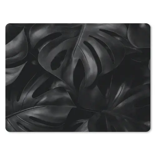 Zwart - Monstera - Bladeren muismat rubber klein -3d