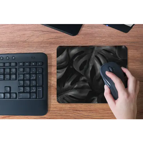 Zwart - Monstera - Bladeren muismat rubber klein -toetsenbord
