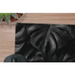 Zwart - Monstera - Bladeren muismat rubber klein -closeup
