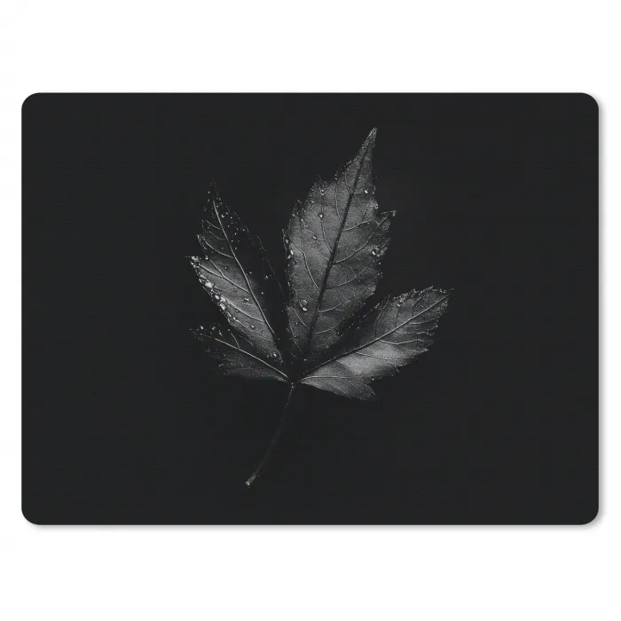Zwart - Blad muismat rubber klein -3d