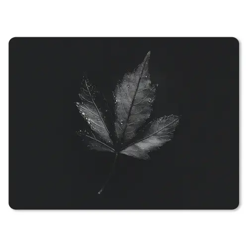 Zwart - Blad muismat rubber klein -3d