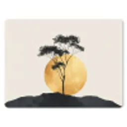 Zwarte boom - Gouden cirkel - Heuvel muismat rubber klein -3d