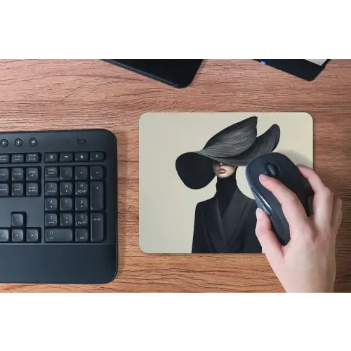 Zwart - Vrouw - Hoed muismat rubber klein -toetsenbord