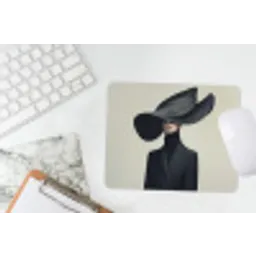 Zwart - Vrouw - Hoed muismat rubber klein -witbureau