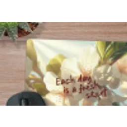 Bloesems - Zonlicht - Quote - Wit muismat rubber klein -closeup
