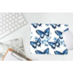 Blauw - Vlinders - Bloemen - Wit muismat rubber klein 262 -witbureau