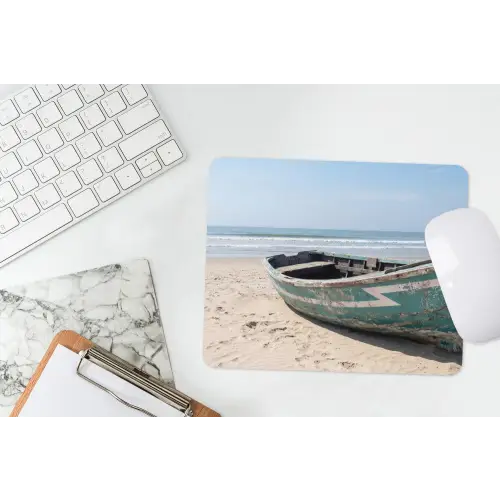 Boot - Zandstrand - Zee muismat rubber klein -witbureau
